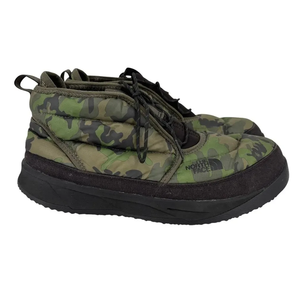 The North Face Chukka Boots Mens Size 10.5 Green Camo Quilted Puffer Insulated